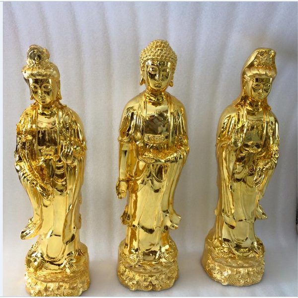 bộ tượng Tây Phương Tam Thánh mạ vàng